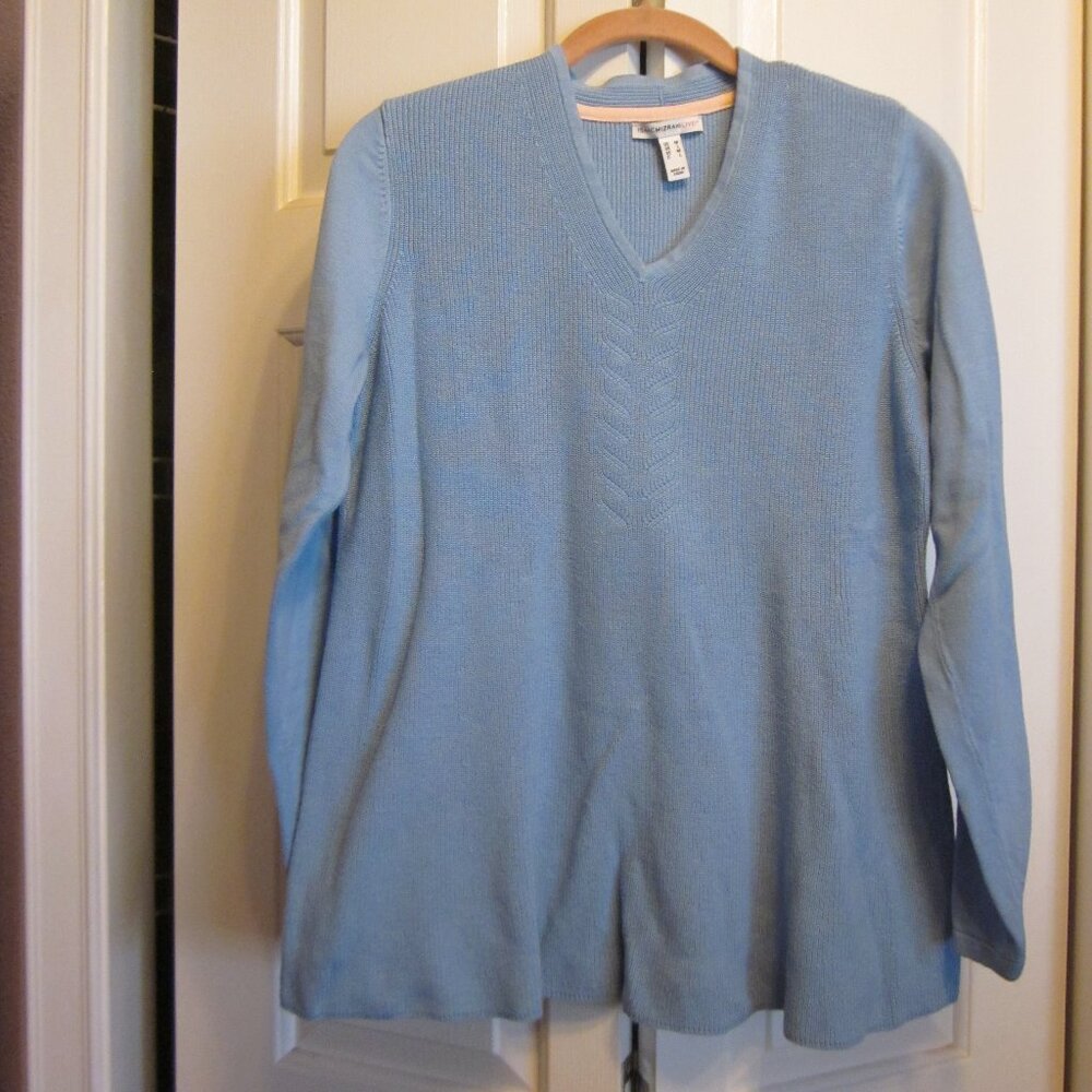 Isaac Mizrahi Blue Shaker Stitch Swing Sweater Sz M